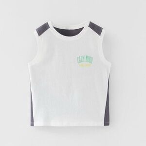 NWT Zara baby boys white & gray summer sleeveless Tank Top shirt 18-24 months